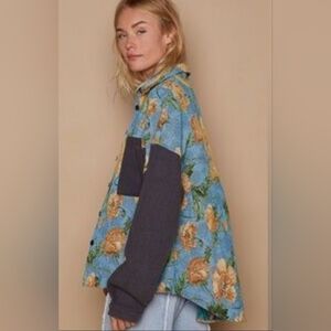 POL Button Down Floral Jacquard Shirt/shacket